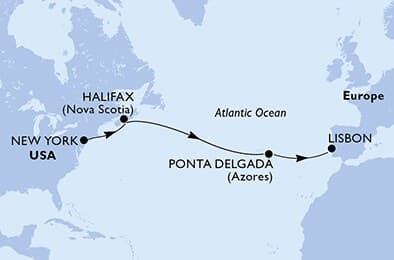 11 nights Transatlantic cruise on MSC Meraviglia 
from 🇺🇸 New York to 🇵🇹 Lisbon 