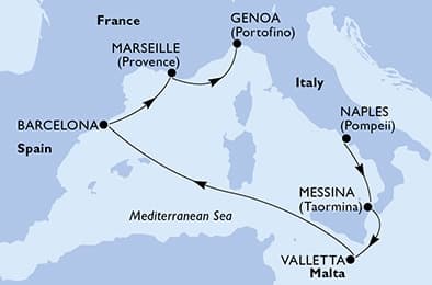 6 nights Mediterranean cruise on MSC Magnifica 
from 🇮🇹 Naples to 🇮🇹 Genova 