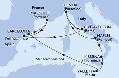 10 nights Mediterranean cruise on MSC Magnifica 
from 🇫🇷 Marseille 