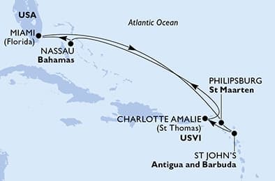 8 nights Caribbean cruise on MSC Meraviglia 
from 🇺🇸 Miami 