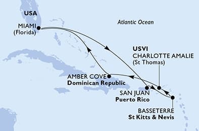 8 nights Caribbean cruise on MSC Meraviglia 
from 🇺🇸 Miami 