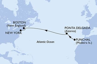 12 nights Transatlantic cruise on MSC Meraviglia 
from 🇵🇹 Funchal to 🇺🇸 New York 