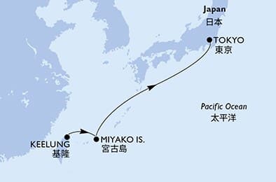 4 nights Asian cruise on MSC Bellissima 
from 🇹🇼 Keelung (Chilung) to 🇯🇵 Tokyo 
