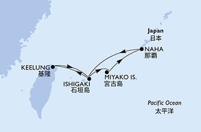 5 nights Asian cruise on MSC Bellissima 
from 🇹🇼 Keelung (Chilung) 