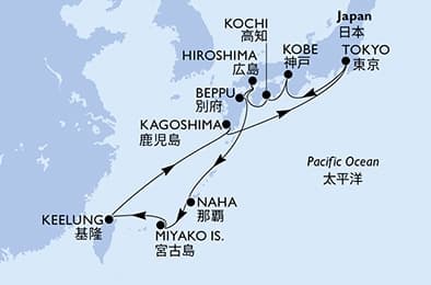 13 nights Asian cruise on MSC Bellissima 
from 🇯🇵 Tokyo 