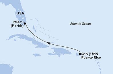 3 nights cruise on MSC Grandiosa 
from 🇵🇷 San Juan to 🇺🇸 Miami 