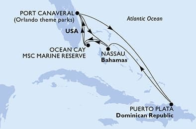 11 nights Caribbean cruise on MSC Seashore 
from 🇺🇸 Port Canaveral 