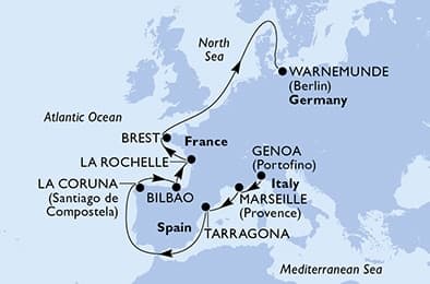 11 nights North European cruise on MSC Magnifica 
from 🇮🇹 Genova to 🇩🇪 Rostock (Berlin) 