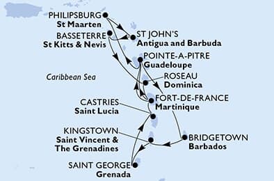 14 nights Caribbean cruise on MSC Seaview 
from 🇲🇶 Fort-de-France 