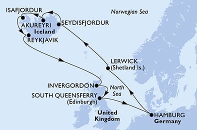 12 nights North European cruise on MSC Preziosa 
from 🇩🇪 Hamburg 