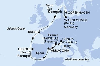 11 nights North European cruise on MSC Magnifica 
from 🇩🇰 Copenhagen to 🇮🇹 Genova 