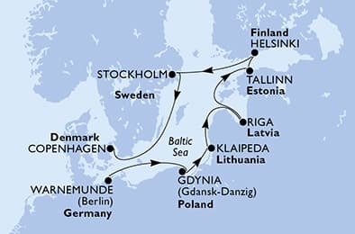 9 nights North European cruise on MSC Magnifica 
from 🇩🇪 Rostock (Berlin) to 🇩🇰 Copenhagen 