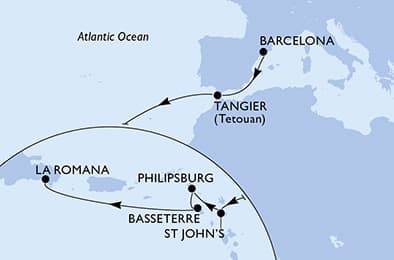 14 nights Transatlantic cruise on MSC Opera 
from 🇪🇸 Barcelona to 🇩🇴 La Romana 