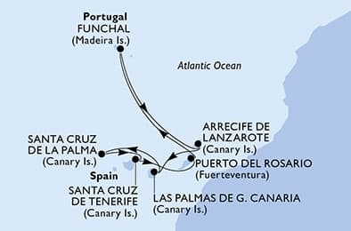 7 nights Mediterranean cruise on MSC Fantasia 
from 🇵🇹 Funchal 