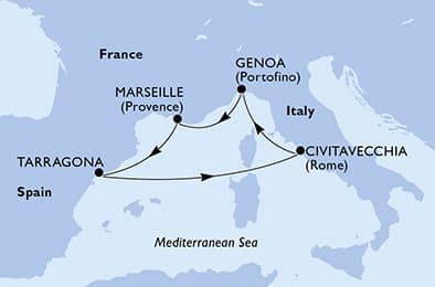 5 nights Mediterranean cruise on MSC Magnifica 
from 🇫🇷 Marseille 