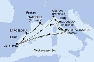 12 nights Mediterranean cruise on MSC Sinfonia 
from 🇮🇹 Genova 
