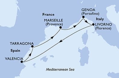 6 nights Mediterranean cruise on MSC Sinfonia 
from 🇪🇸 Valencia 