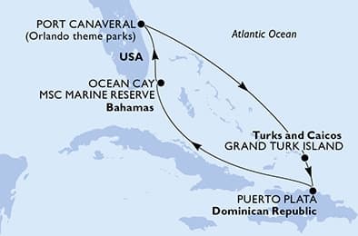 6 nights Caribbean cruise on MSC World Atlantic 
from 🇺🇸 Port Canaveral 