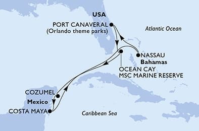 7 nights Caribbean cruise on MSC World Atlantic 
from 🇺🇸 Port Canaveral 