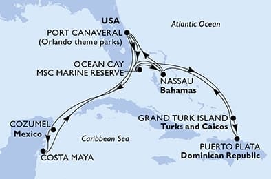 14 nights Caribbean cruise on MSC World Atlantic 
from 🇺🇸 Port Canaveral 