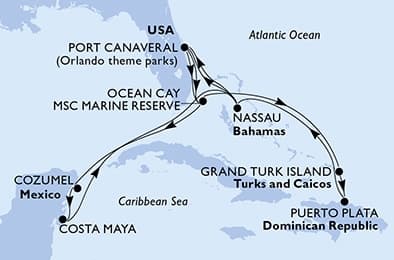 15 nights Caribbean cruise on MSC World Atlantic 
from 🇺🇸 Port Canaveral 