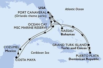 15 nights Caribbean cruise on MSC World Atlantic 
from 🇺🇸 Port Canaveral 