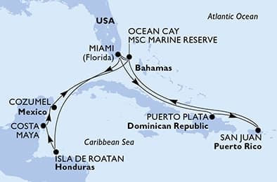 14 nights Caribbean cruise on MSC World America 
from 🇺🇸 Miami 