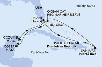 13 nights Caribbean cruise on MSC World America 
from 🇺🇸 Miami 