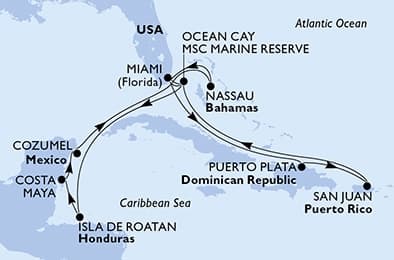 15 nights Caribbean cruise on MSC World America 
from 🇺🇸 Miami 