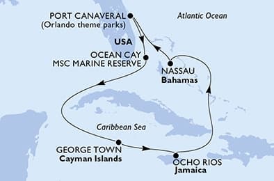 7 nights Caribbean cruise on MSC Grandiosa 
from 🇺🇸 Port Canaveral 