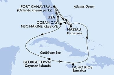 11 nights Caribbean cruise on MSC Grandiosa 
from 🇺🇸 Port Canaveral 