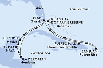 14 nights Caribbean cruise on MSC World America 
from 🇺🇸 Miami 