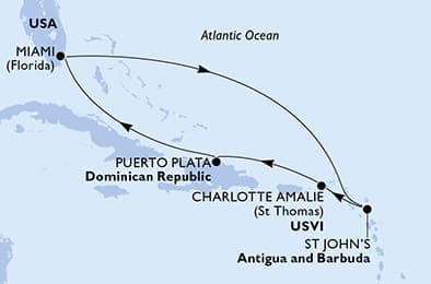 7 nights Caribbean cruise on MSC Seashore 
from 🇺🇸 Miami 