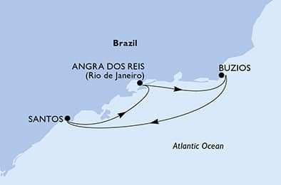3 nights South American cruise on MSC Divina 
from 🇧🇷 Santos (Sao Paulo) 