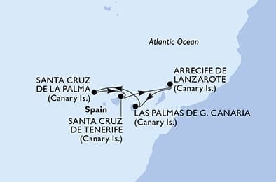 4 nights Mediterranean cruise on MSC Fantasia 
from 🇪🇸 Lanzarote 