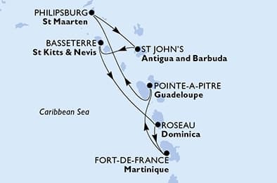 7 nights Caribbean cruise on MSC Meraviglia 
from 🇬🇵 Pointe a Pitre 