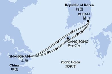8 nights Asian cruise on MSC Bellissima 
from 🇨🇳 Shanghai 