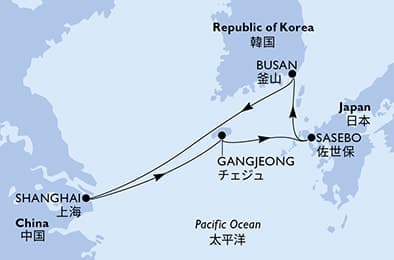 5 nights Asian cruise on MSC Bellissima 
from 🇨🇳 Shanghai 
