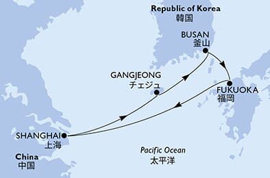 5 nights cruise on MSC Bellissima 
from 🇰🇷 Busan 