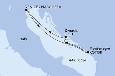 4 nights Mediterranean cruise on MSC Lirica 
from 🇮🇹 Venice 