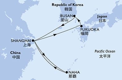 9 nights Asian cruise on MSC Bellissima 
from 🇨🇳 Shanghai 