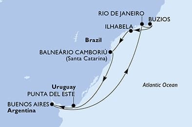 9 nights South American cruise on MSC Splendida 
from 🇧🇷 Rio de Janeiro 