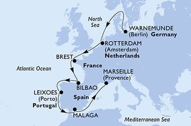 11 nights North European cruise on MSC Magnifica 
from 🇩🇪 Rostock (Berlin) to 🇫🇷 Marseille 