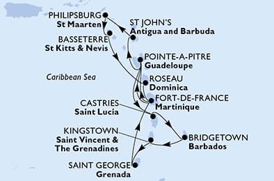 14 nights Caribbean cruise on MSC World Europa 
from 🇲🇶 Fort-de-France 