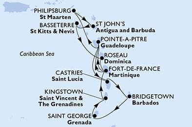 14 nights Caribbean cruise on MSC World Europa 
from 🇲🇶 Fort-de-France 
