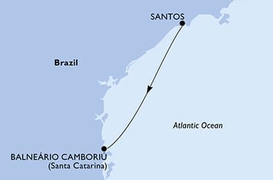 1 night cruise on MSC Seaview 
from 🇧🇷 Santos (Sao Paulo) to 🇧🇷 Camboriu 
