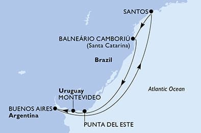 8 nights South American cruise on MSC Seaview 
from 🇧🇷 Camboriu 