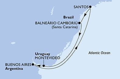 7 nights South American cruise on MSC Seaview 
from 🇧🇷 Camboriu 