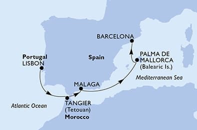 7 nights Extraordinary cruise on MSC Seaview 
from 🇵🇹 Lisbon to 🇪🇸 Barcelona 
