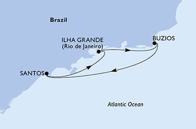 4 nights South American cruise on MSC Divina 
from 🇧🇷 Santos (Sao Paulo) 